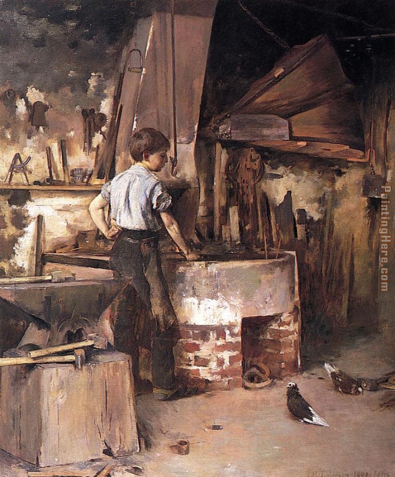 The Forge painting - Theodore Robinson The Forge art painting